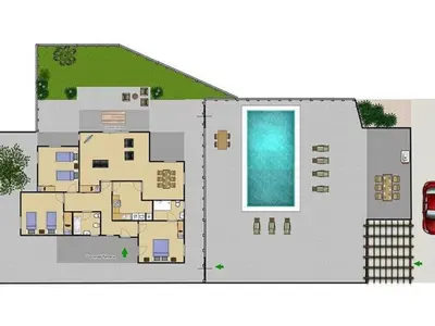 a floor plan of a house with a pool at Holiday Home Chalet Villa Brigida mit privatem Pool by Interhome in Albufeira