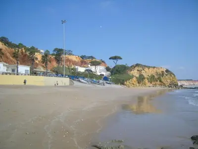 a view of a beach with the ocean and houses at Apartment Wohnung mit Terrasse by Interhome in Albufeira