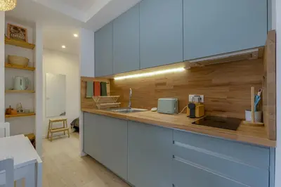 a kitchen with a sink and a counter top at AÇOTEIAS BEACH STUDIO - 5 min to Falesia Beach in Albufeira
