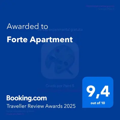 a blue screen with the text awarded to future appointment at Forte Apartment in Albufeira