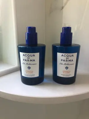 two bottles of soap sitting on a shelf at Vila Balaia - Luxury Boutique Villas in Albufeira