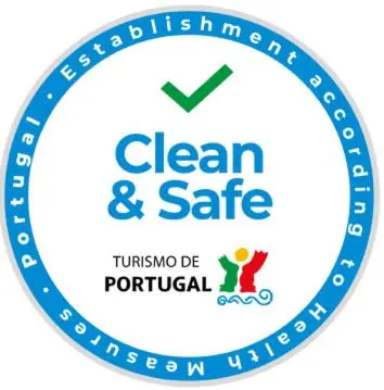 a clean and safe logo on a white background at Happy House in Faro