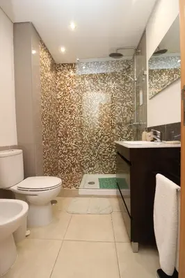 a bathroom with a toilet and a shower at Alsol in Quarteira