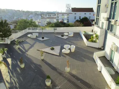an aerial view of a patio on a building at Bay View Apartment Albufeira in Albufeira