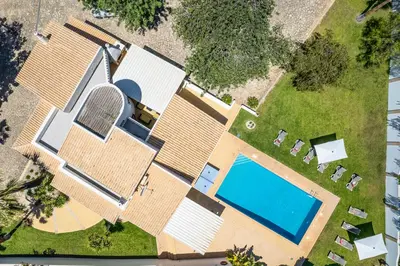 an overhead view of a house with a swimming pool at Villa Valentina by Algarve Vacation in Almancil