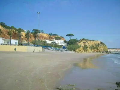 a view of a beach with the ocean and houses at Apartment with 1 Bedroom L in Albufeira