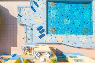 a rendering of a pool with a climbing wall at Funtastic Albufeira Marina 1b3b in Albufeira