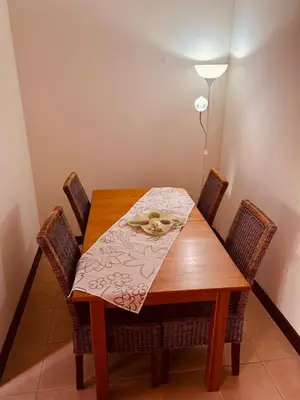 a dining room table with a table cloth on it at Apartment Salgados T1 in Guia