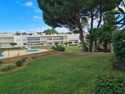 a view of the building from the park at Albufeira Monte Balaia in Albufeira