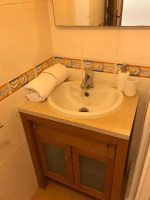 a bathroom with a sink and a mirror at Palm Garden in Vilamoura