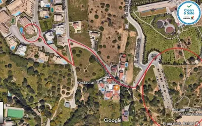 a map of the approximate location of a park at House F São Rafael Beach - Free Wifi & Airco, NETFLIX ready - 300m from the beach in Albufeira