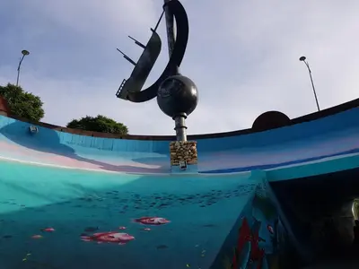 a painting of a propellor on the side of a swimming pool at Villa Coelho - By Algarkasa in Albufeira