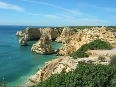 a view of a rock formation in the ocean at Four Seasons Vilamoura in Vilamoura