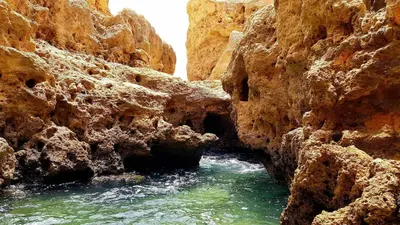 a view of a river in a rocky canyon at Albufeira Sea view (51) in Albufeira