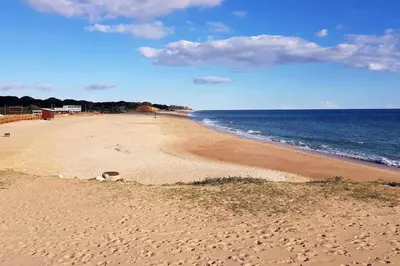 a sandy beach with the ocean on a sunny day at Albufeira, Cerro Branco (41) in Albufeira