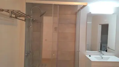 a bathroom with a shower and a sink at Albufeira, Cerro Branco (42) in Albufeira