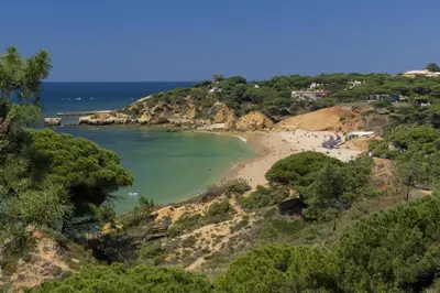 a view of a beach from a hill at Alfagar Village in Albufeira
