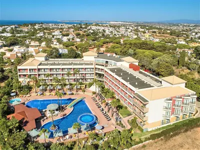 an aerial view of the resort with a swimming pool at Hotel Baia Grande in Albufeira