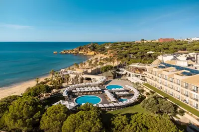an aerial view of the resort and the beach at Grande Real Santa Eulalia Resort & Hotel Spa in Albufeira