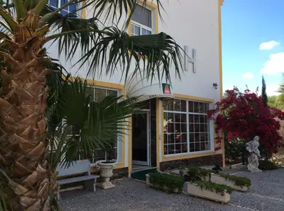 a building with a palm tree in front of it at Golda Sol in Loulé