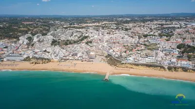an aerial view of a beach and a city at Turial Old Town Ocean View in Albufeira