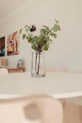 a vase with a plant sitting on top of a table at Casa Velha Apartments - Adults friendly in Albufeira