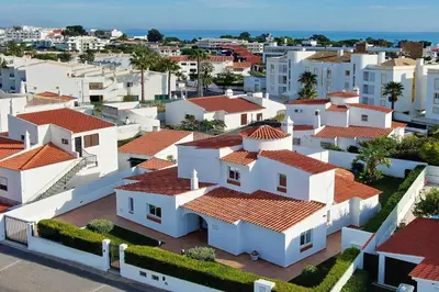 arial view of a city with white houses at Villa Francella- Relaxing holidays in an ideal location by DreamvillasAlbufeira in Albufeira