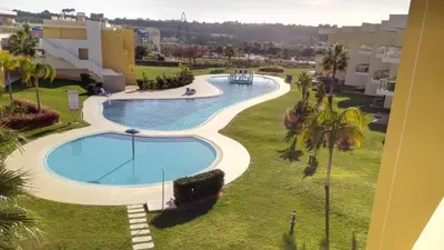 an overhead view of a swimming pool in a resort at Albufeira Premium Apartment in Albufeira