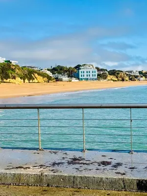 a view of a beach from a fence at Apartment Old Town Telheiros in Albufeira