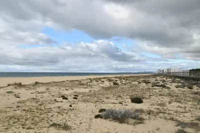 a sandy beach with the ocean in the background at Amora Villa Sacha in Vilamoura