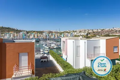 a view of a marina from the roof of a building at Villa 14 Marina de Albufeira in Albufeira