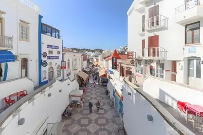 an overhead view of a city street with buildings at City Center Albufeira in Albufeira