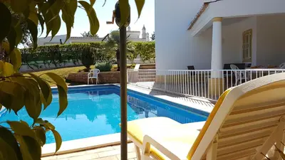 a pool in the backyard of a house at Casa Dos Cedros in Guia