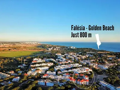 an aerial view of a city with the ocean at Falésia Beach Just 800 m (Apartment Surfal) in Roja- Pé