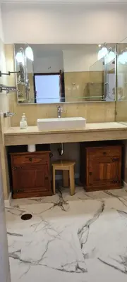 a shower with a glass door in a bathroom at Penthouse with panoramic view in Vilamoura