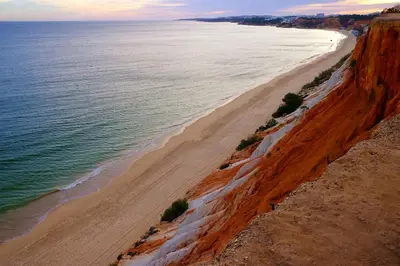 an aerial view of a beach next to the ocean at Walkable Marina Vilamoura Aquamar 513 VilamouraSun in Quarteira