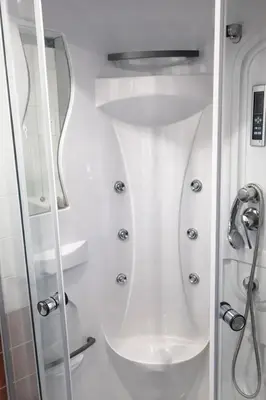 a bathroom with a shower and a sink at Stylish Center Apartment Vilamoura in Vilamoura
