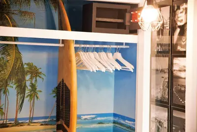 a room with a rack of surfboards in a room at Love Albufeira - Center, walk to the beach, Old Town, Oura Strip, top location in Albufeira