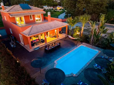 an aerial view of a house with a swimming pool at Villa California by Algarve Vacation in Albufeira