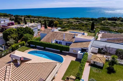 an aerial view of a house with a swimming pool at Villa Boracay by Algarve Vacation in Albufeira