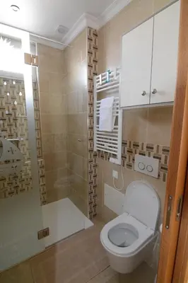 a bathroom with a toilet and a shower at Eugenia's House in Faro