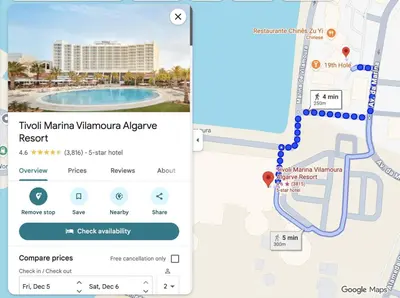 a screenshot of a map and a screenshot of a hotelmate wiimote app at Hopstays Vilamoura All In - Marina View Apartment in Vilamoura