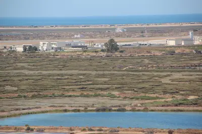 an aerial view of a river with airplanes on the runway at Ricardo Rolão Vista Mar - Edifício Oásis - Bedrooms in Faro