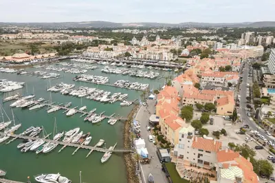 an aerial view of a marina with boats in the water at Marina Pearl - View to Vilamoura Marina in Vilamoura
