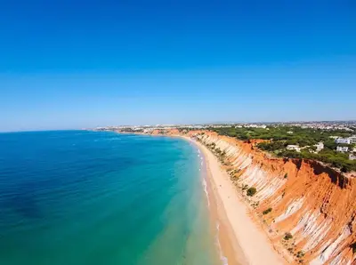 an aerial view of a beach and the ocean at Heated Pool 6 Bedroom Private Villa in Center of Olhos de Água in Albufeira