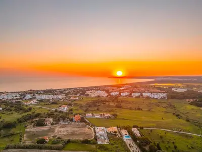 an aerial view of a beach and the ocean at Villa Palms by Algarve Vacation in Albufeira