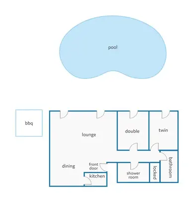 a floor plan of a house with a speech bubble at Villa Vitor by Villa Plus in Albufeira