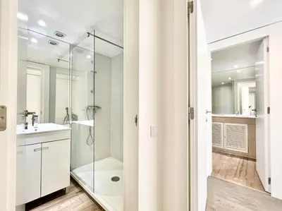 a bathroom with a shower and a sink at Home Out Vilamoura 20 Levante in Vilamoura