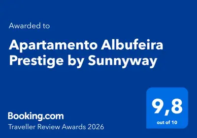 a blue sign with the wordsarma albania prestige by summary at Apartamento Albufeira Prestige by Sunnyway in Albufeira