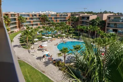 an aerial view of a resort with a swimming pool at Salgados - Vila das Lagoas in Guia